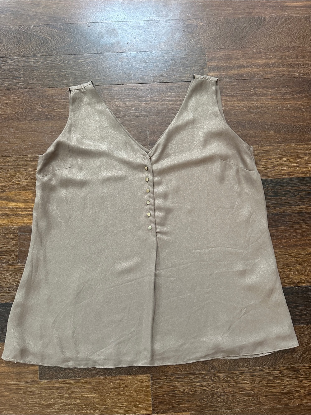 le chateau Taupe Satin V-Neck Button-Front Camisole